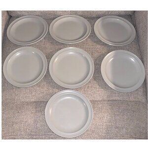 Vintage Prolon Ware 6.5" Off-White Light Gray Melamine Plates (Set of 7)